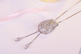 Rose Flower Wedding Long Necklace 925 Sterling Silver Chain for Women