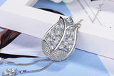 Rose Flower Wedding Long Necklace 925 Sterling Silver Chain for Women