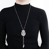 Rose Flower Wedding Long Necklace 925 Sterling Silver Chain for Women
