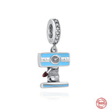 S925 Silver Charm Bread Machine Kitchen TV Beads Pendant