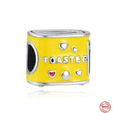 S925 Silver Charm Bread Machine Kitchen TV Beads Pendant