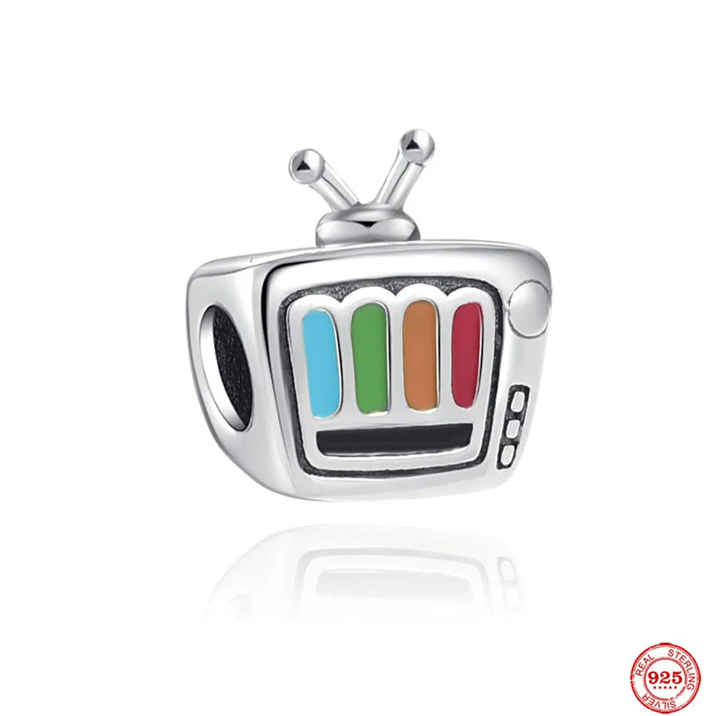 S925 Silver Charm Bread Machine Kitchen TV Beads Pendant