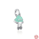 S925 Silver Charm Bread Machine Kitchen TV Beads Pendant