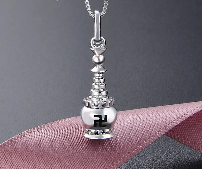 925 Silver Necklace Female Buddha Series Pagoda Pendant