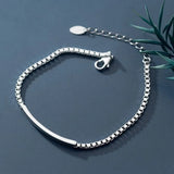925 Silver Retro One-Word Box Woman Bracelet