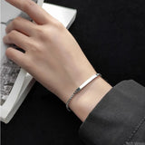 925 Silver Retro One-Word Box Woman Bracelet