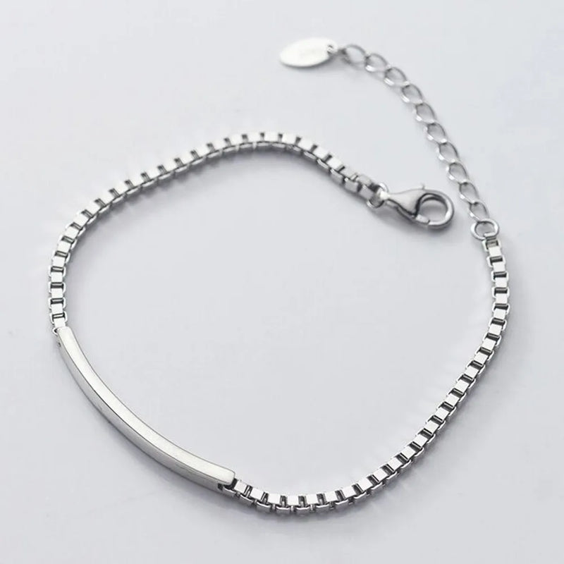 925 Silver Retro One-Word Box Woman Bracelet