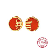 S925 Sterling Silver Stud Female Year Festive Earrings