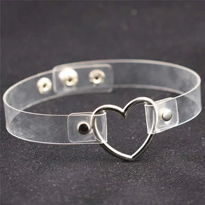 Sexy Gothic Chain Heart Choker Necklace Punk Choker Women PU Leather Pendant