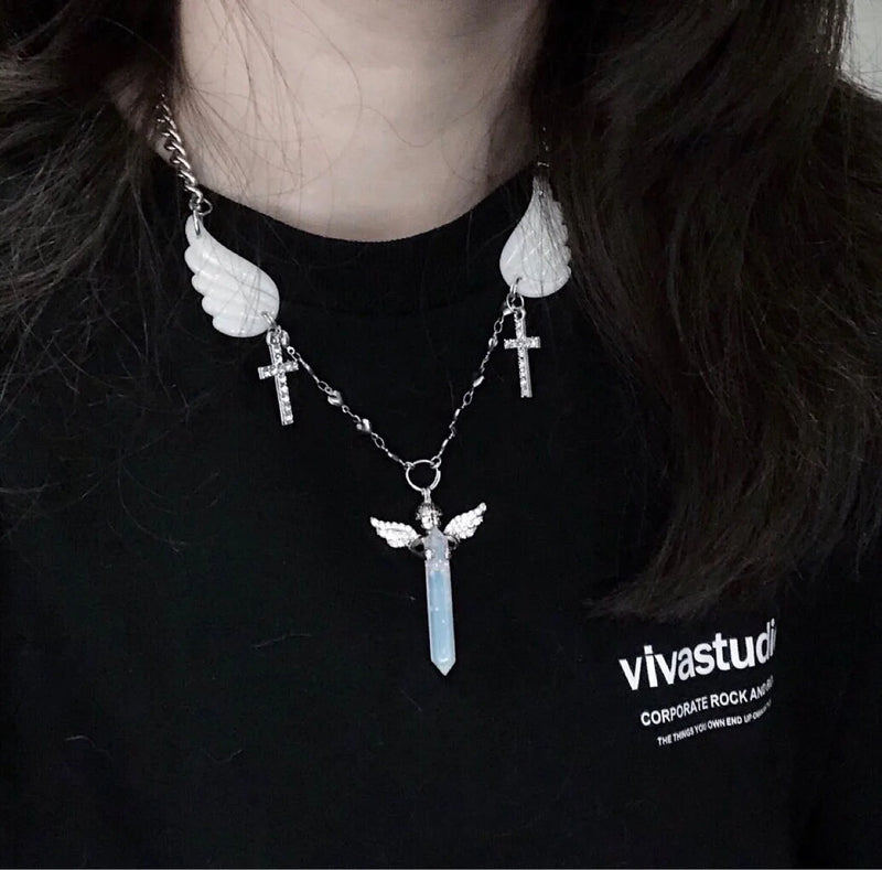 Angel Wings Crystal Necklace Personalized
