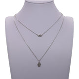Lucky Hamsa Hand Evil Eye Double Layer Necklace 925 Silver