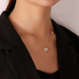 Peach Heart Necklace Cross Titanium Steel Collarbone Chain