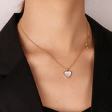 Peach Heart Necklace Cross Titanium Steel Collarbone Chain