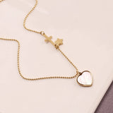 Peach Heart Necklace Cross Titanium Steel Collarbone Chain