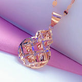 Purple Plated Gourd Necklace 14K Rose Pendant Ethnic Light Jewelry