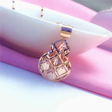 Purple Plated Gourd Necklace 14K Rose Pendant Ethnic Light Jewelry