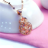 Purple Plated Gourd Necklace 14K Rose Pendant Ethnic Light Jewelry