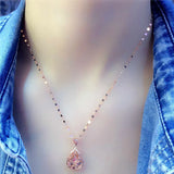 Purple Plated Gourd Necklace 14K Rose Pendant Ethnic Light Jewelry