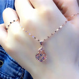 Purple Plated Gourd Necklace 14K Rose Pendant Ethnic Light Jewelry