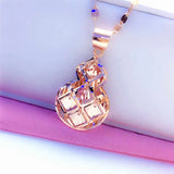 Purple Plated Gourd Necklace 14K Rose Pendant Ethnic Light Jewelry