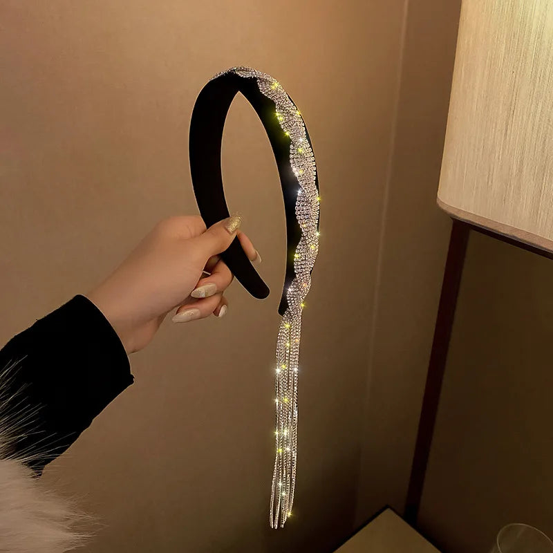 Rhinestone Long Headband Retro Hair Accessory Wedding Crown