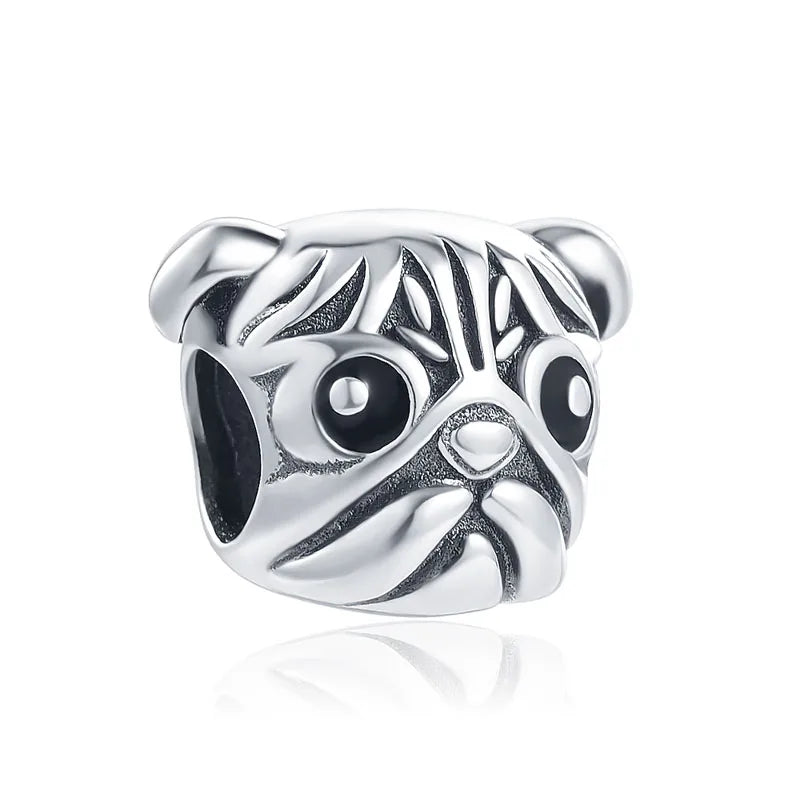 925 Silver Dog Buddy & Paw Dangle Charm Beads for Bracelet DIY Jewelry