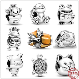 925 Silver Cactus Animal Charm for DIY Jewelry