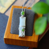 Silver Hetian Chalcedony Bamboo Pendant Necklace