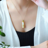 Silver Hetian Chalcedony Bamboo Pendant Necklace