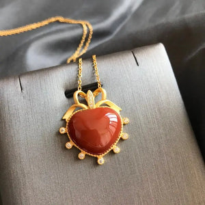 Enamel Porcelain Love Pendant Necklace - Small Fresh Romantic Fairy Charm
