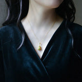 Silver Hetian Chalcedony Gourd Pendant Necklace