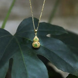 Silver Hetian Chalcedony Gourd Pendant Necklace
