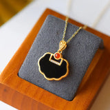 Silver Inlaid Hetian Chalcedony Pendant Necklace - Chinese Retro Craft