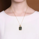 Silver Inlaid Hetian Chalcedony Pendant Necklace Retro Palace Charm Jewelry