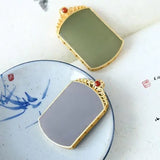 Hetian Jade Square Pendant Necklace with Silver Inlay