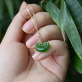 Silver Inlaid Hetian Jade Yuanbao Pendant Necklace Chinese Retro Charm Jewelry