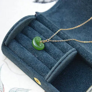 Silver Inlaid Hetian Jade Yuanbao Pendant Necklace Chinese Retro Charm Jewelry