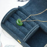 Silver Inlaid Hetian Jade Yuanbao Pendant Necklace Chinese Retro Charm Jewelry