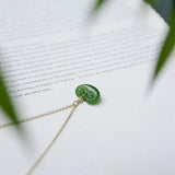 Silver Inlaid Hetian Jade Yuanbao Pendant Necklace Chinese Retro Charm Jewelry