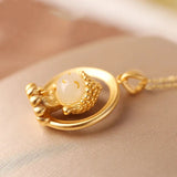 Silver Inlaid Hetian Jade Pendant Necklace Chinese Classical Sand Craft