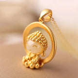 Silver Inlaid Hetian Jade Pendant Necklace Chinese Classical Sand Craft