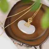 Silver Inlaid Hetian Jade Pendant Necklace - Chinese Retro Jewelry