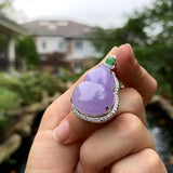 Silver Inlaid Purple Chalcedony Necklace for Women Retro Jewelry