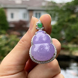Silver Inlaid Purple Chalcedony Necklace for Women Retro Jewelry