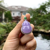 Silver Inlaid Purple Chalcedony Necklace for Women Retro Jewelry