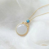Hetian Smoke Purple Jade Pendant Necklace with Silver Inlay