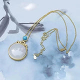 Hetian Smoke Purple Jade Pendant Necklace with Silver Inlay