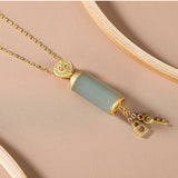 Silver Inlaid Hetian Chalcedony Pendant Necklace Chinese Charm Jewelry