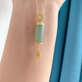 Silver Inlaid Hetian Chalcedony Pendant Necklace Chinese Charm Jewelry