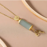 Hetian Chalcedony Necklace with Silver Inlay